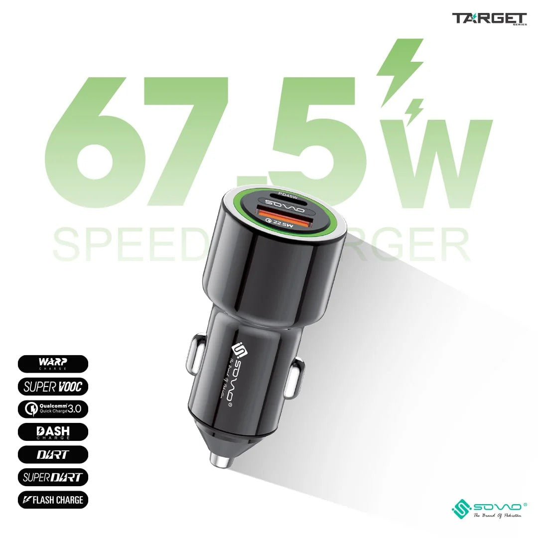 SOVO PD & QC Super Fast Car Charger
