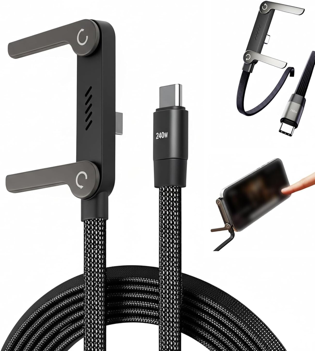 ⚡ 240W USB-C Fast Charging Cable with Stand