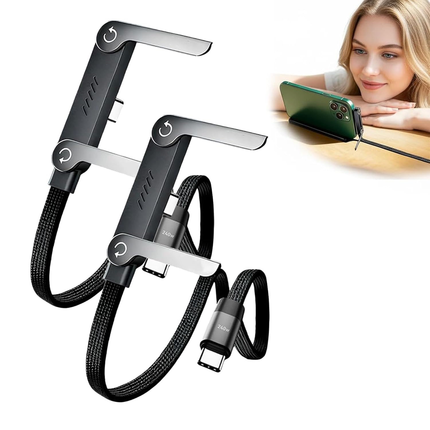 ⚡ 240W USB-C Fast Charging Cable with Stand