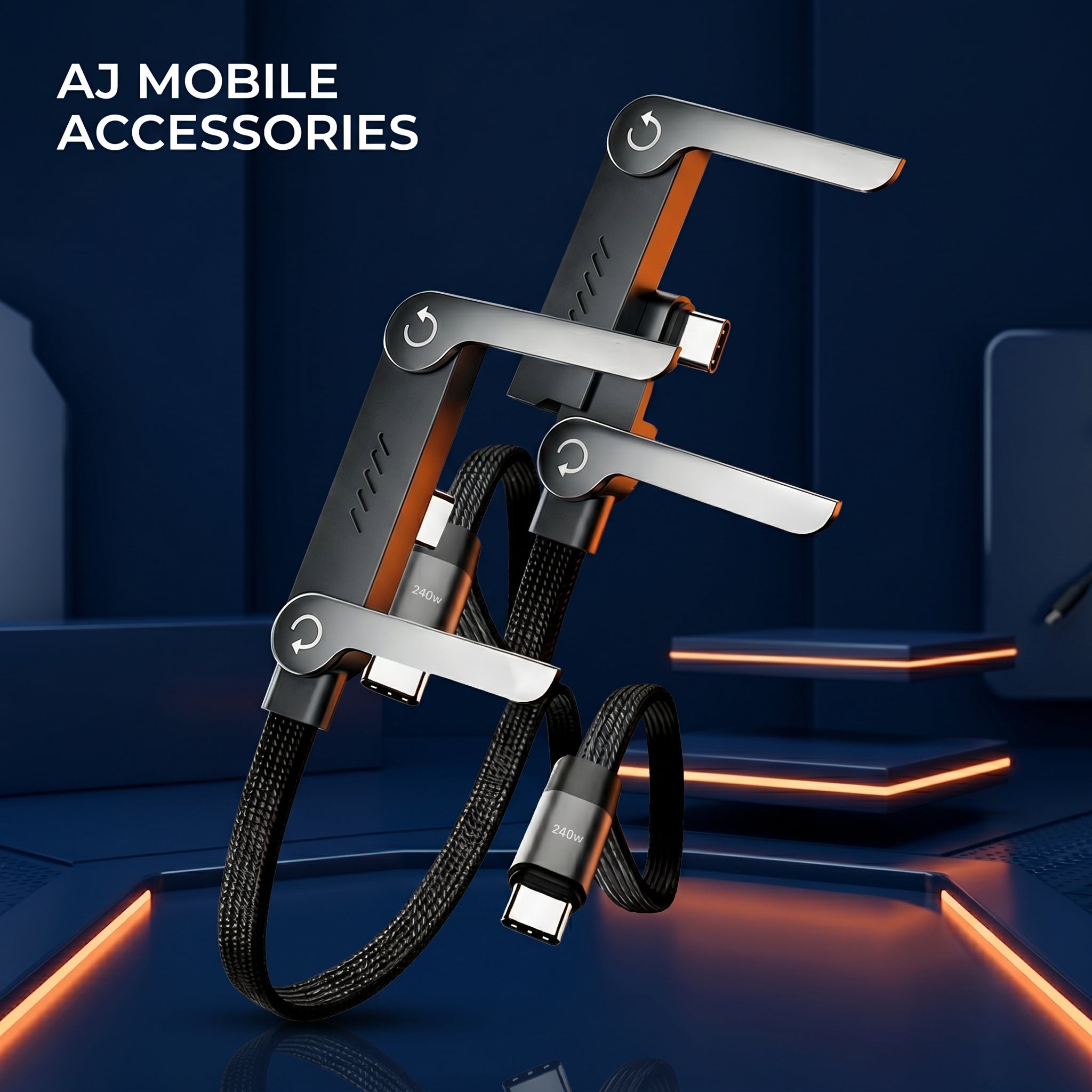 ⚡ 240W USB-C Fast Charging Cable with Stand